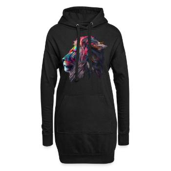Lion coloré Big Cat Kuns Animal Gift Africa Zoo - Sweat-shirt à capuche long Femme - noir - Devant