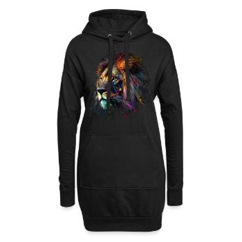 Lion coloré Big Cat Kuns Animal Gift Africa Zoo - Sweat-shirt à capuche long Femme - noir - Devant