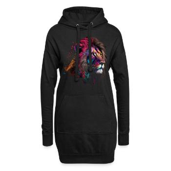 Lion coloré Big Cat Kuns Animal Gift Africa Zoo - Sweat-shirt à capuche long Femme - noir - Devant