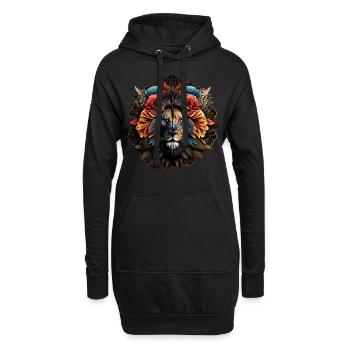 Lion Polygone Art Fleurs Animal Gift Zoo Motif - Sweat-shirt à capuche long Femme - noir - Devant