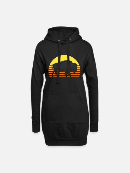 Bison, Büffelbulle, Western Indiang - Hoodie-Kleid - Schwarz