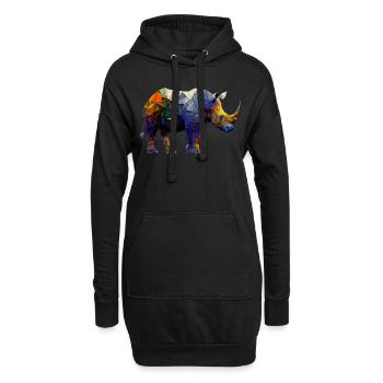 Nashorn Bunt Polygon Afrika Geschenk Zoo Tier - Hoodie-Kleid - Schwarz - Vorne