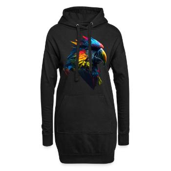 Papagei Vogel Bunt Vogelmotiv Geschenk Tier - Hoodie-Kleid - Schwarz - Vorne