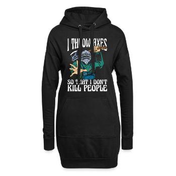 Lancer de hache Je lance des haches pour que je travaille le bois - Sweat-shirt à capuche long Femme - noir - Devant