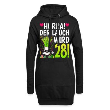 Hurra der Lauch wird 28 - Hoodie-Kleid - Schwarz - Vorne