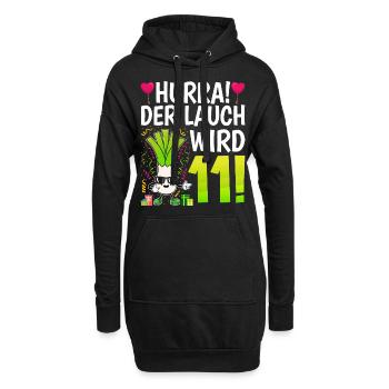 Hurra der Lauch wird 11 - Hoodie-Kleid - Schwarz - Vorne