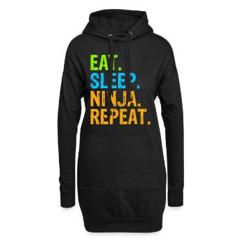 Eat Sleep Ninja Karate Wiederholung - Hoodie-Kleid - Schwarz - Vorne
