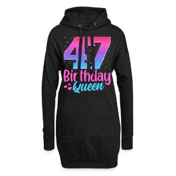 Birthday Queen 47 Geburtstag - Hoodie-Kleid - Schwarz - Vorne