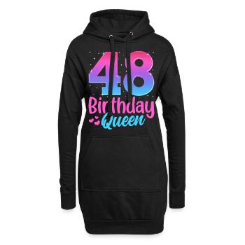 Birthday Queen 48 Geburtstag - Hoodie-Kleid - Schwarz - Vorne