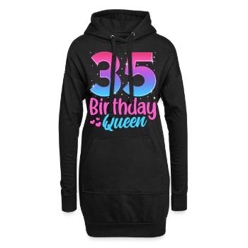Birthday Queen 35 Geburtstag - Hoodie-Kleid - Schwarz - Vorne