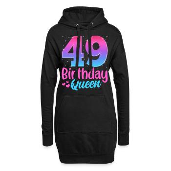 Birthday Queen 49 Geburtstag - Hoodie-Kleid - Schwarz - Vorne