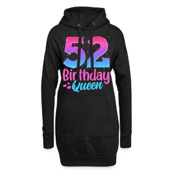 Birthday Queen 52 Geburtstag - Hoodie-Kleid - Schwarz - Vorne