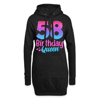Birthday Queen 58 Geburtstag - Hoodie-Kleid - Schwarz - Vorne