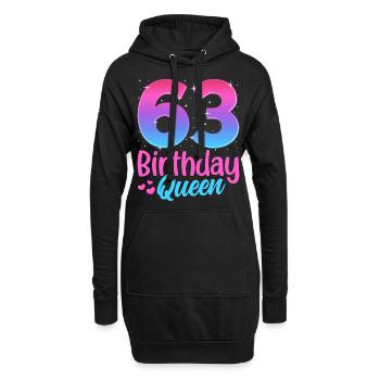 Birthday Queen 63 Geburtstag - Hoodie-Kleid - Schwarz - Vorne