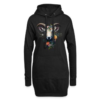 Chèvre Fleurs Art Cadeau Chèvre Animal Ferme - Sweat-shirt à capuche long Femme - noir - Devant
