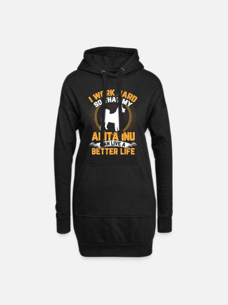 Akita Inu arbeite hart japanischer Akita Inu - Hoodie-Kleid - Schwarz