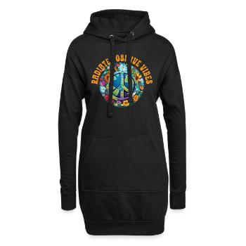 Hippie Peace Zeichen Frieden Blumen Blumenkind - Hoodie-Kleid - Schwarz - Vorne