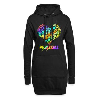 Pickleball Heart - Lustige bunte Paddelsportarten pl - Hoodie-Kleid - Schwarz - Vorne