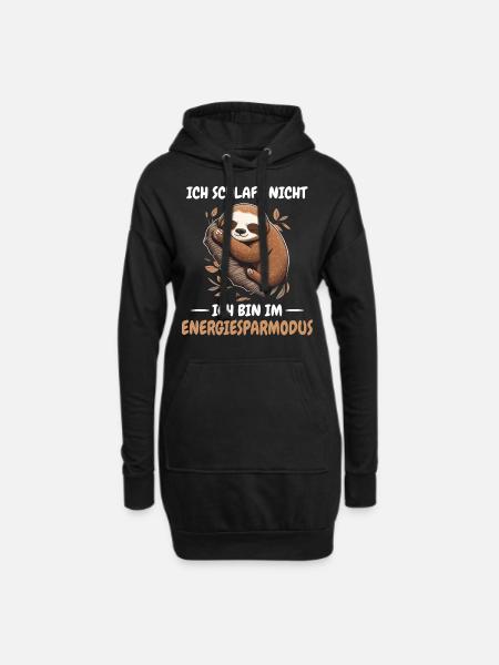 Faultier Faultiere Tier Schlafen Faul - Hoodie-Kleid - Schwarz