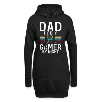 Papa bei Tag Gamer bei Nacht Gaming Vater Papa Papa - Hoodie-Kleid - Schwarz - Vorne