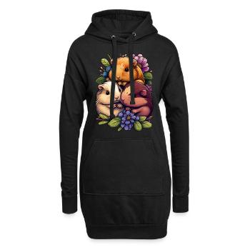 Cochon d’Inde Cheveux courts Cheveux longs Crête - Sweat-shirt à capuche long Femme - noir - Devant