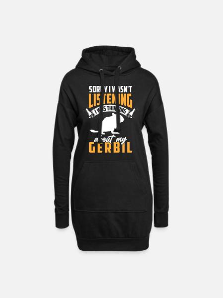 Pensée à mon rongeur gerbille Gerbille - Sweat-shirt à capuche long Femme - noir
