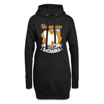 Ovcharka est chanceux chien de berger du Caucase - Sweat-shirt à capuche long Femme - noir - Devant