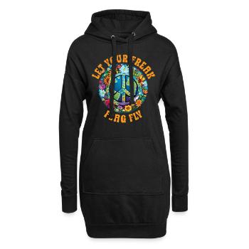 Hippie Peace Sign Peace Flowers Flower Child - Sweat-shirt à capuche long Femme - noir - Devant