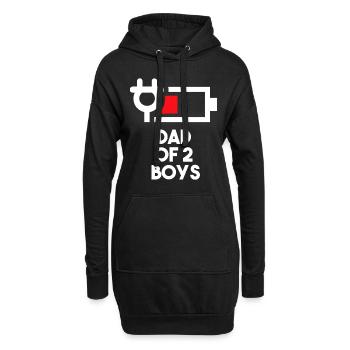 Homme Père de 2 garçons Drôle de cadeau Papa de deux fils Fa - Sweat-shirt à capuche long Femme - noir - Devant
