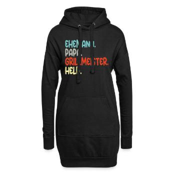 Ehemann Papa Grillmeister Held Vaterschaft - Hoodie-Kleid - Schwarz - Vorne