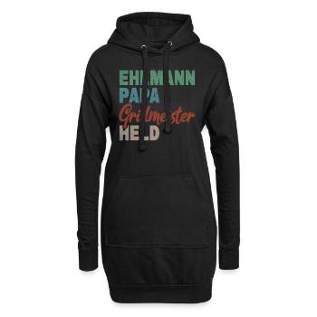 Ehemann Papa Grillmeister Held Vaterschaft - Hoodie-Kleid - Schwarz - Vorne