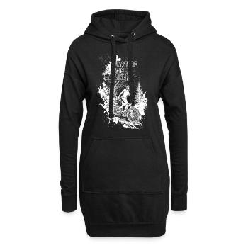 „Finde deinen Flow“: Radfahrerin meistert den Berg - Hoodie-Kleid - Schwarz - Vorne