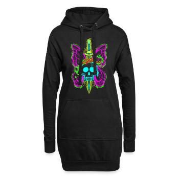 Totenkopf Schmetterling mit Dolch - Hoodie-Kleid - Schwarz - Vorne