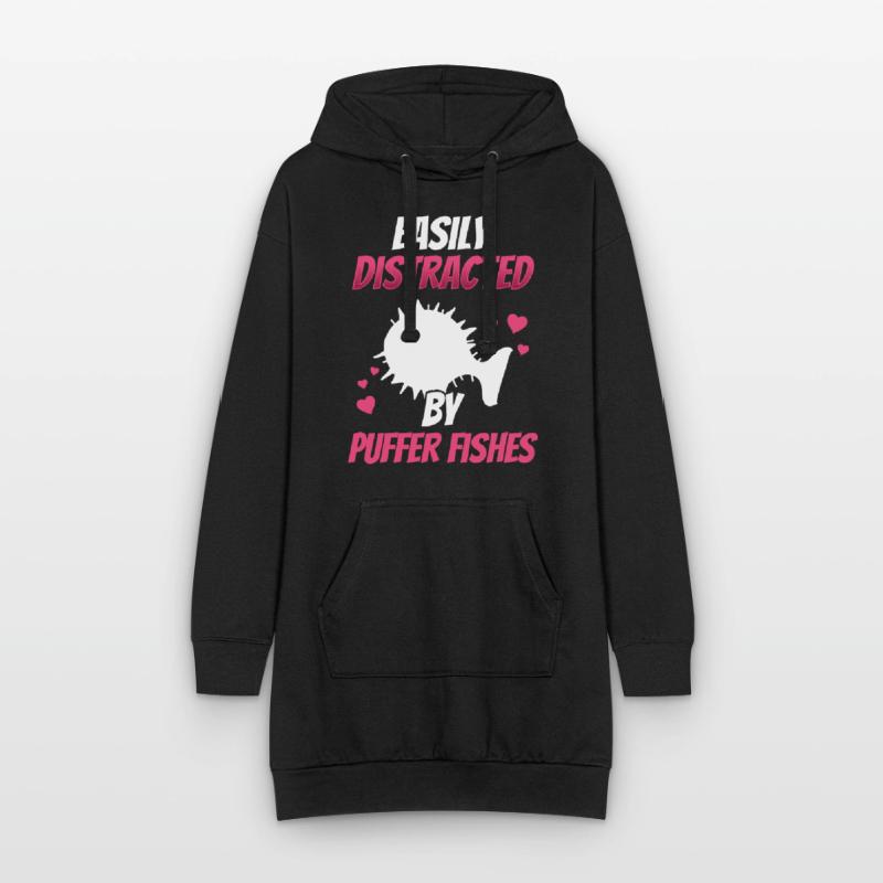 Distrait par le poisson-globe Poisson-globe géant Sweat-shirt à capuche long Femme
