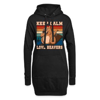 Keep Calm Love Beavers - Hoodie-Kleid - Schwarz - Vorne