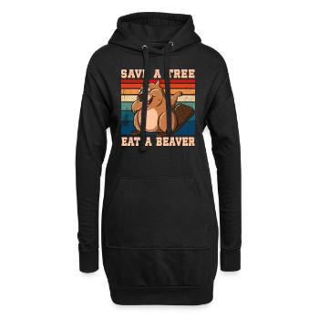 Save A Tree Eat A Beaver - Hoodie-Kleid - Schwarz - Vorne