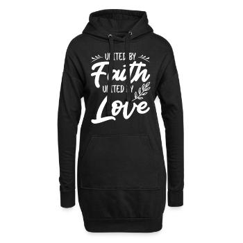 Unis dans la foi, unis dans l’amour - Sweat-shirt à capuche long Femme - noir - Devant