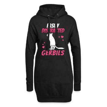 Distrait par la gerbille Gerbille - Sweat-shirt à capuche long Femme - noir - Devant