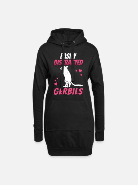 Distrait par la gerbille Gerbille - Sweat-shirt à capuche long Femme - noir