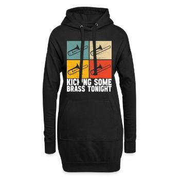 Posaune Trombone - Sweat-shirt à capuche long Femme - noir - Devant
