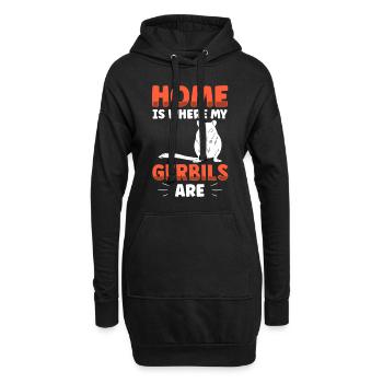 Gerbille est ma maison Gerbille rongeur - Sweat-shirt à capuche long Femme - noir - Devant