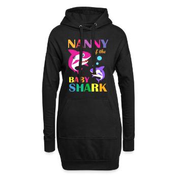 Nounou Du Bébé Anniversaire Requin Nanny Requin Mothe - Sweat-shirt à capuche long Femme - noir - Devant