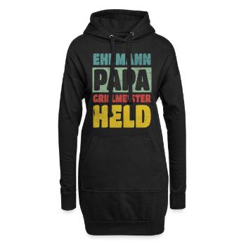 Ehemann Papa Grillmeister Held Retro Vatertag - Hoodie-Kleid - Schwarz - Vorne
