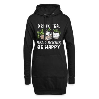 Tee trinken Bücher lesen Glücklich sein Abibliophobie Litera - Hoodie-Kleid - Schwarz - Vorne