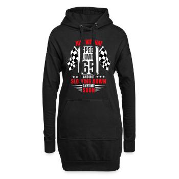 65. Geburtstag Tempolimit-Schild 65 Jahre alt Lustig - Hoodie-Kleid - Schwarz - Vorne