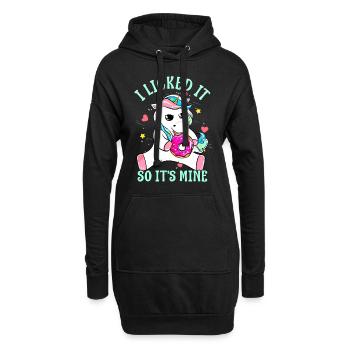 Lustiges Sprichwort, ich habe es geleckt, also ist es mein Einhorn-Cutef - Hoodie-Kleid - Schwarz - Vorne