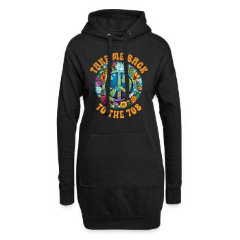 Hippie Peace Sign Peace Flowers Flower Child - Sweat-shirt à capuche long Femme - noir - Devant