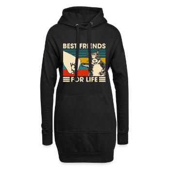Retro Vintage Écureuil Meilleur Ami pour la Vie Poing B - Sweat-shirt à capuche long Femme - noir - Devant