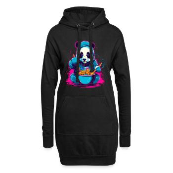 Panda eat Asia Ramen Food Synthwave Design - Hoodie-Kleid - Schwarz - Vorne