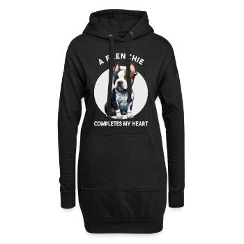 A Frenchie completes my heart - Hoodie-Kleid - Schwarz - Vorne